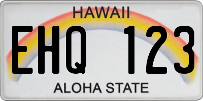 HI license plate EHQ123