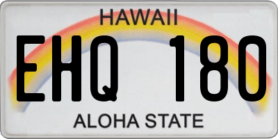 HI license plate EHQ180