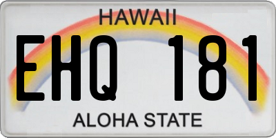 HI license plate EHQ181