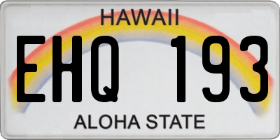 HI license plate EHQ193