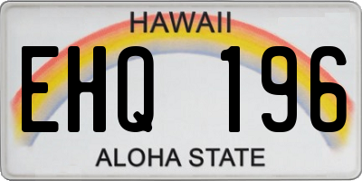 HI license plate EHQ196