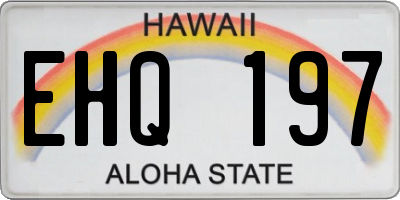 HI license plate EHQ197