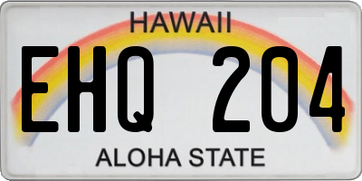 HI license plate EHQ204