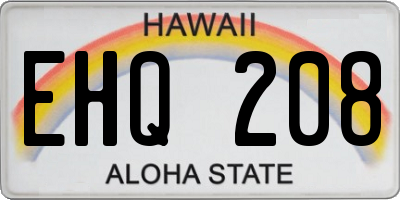HI license plate EHQ208