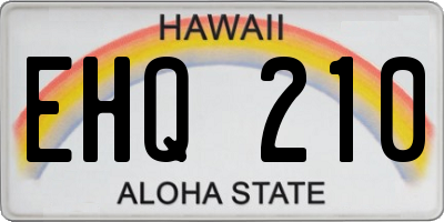 HI license plate EHQ210
