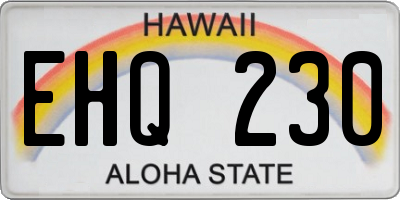 HI license plate EHQ230