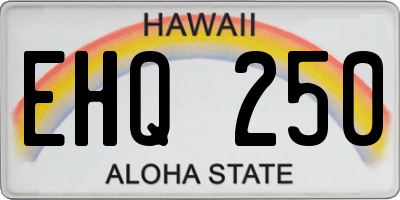 HI license plate EHQ250