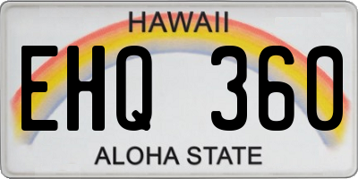 HI license plate EHQ360