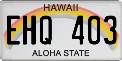 HI license plate EHQ403