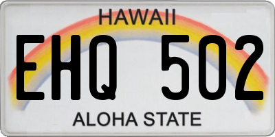 HI license plate EHQ502