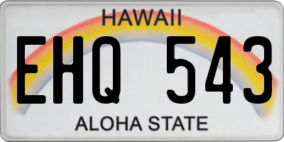 HI license plate EHQ543