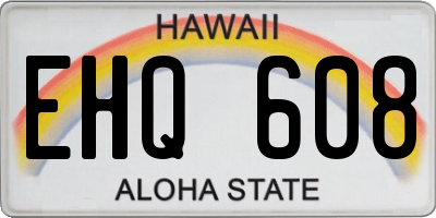HI license plate EHQ608