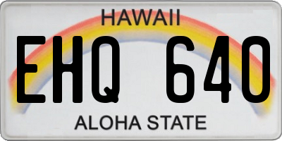 HI license plate EHQ640