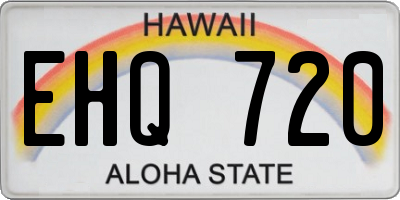 HI license plate EHQ720