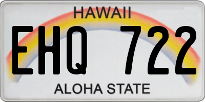 HI license plate EHQ722