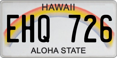 HI license plate EHQ726