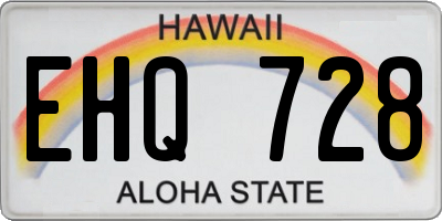 HI license plate EHQ728