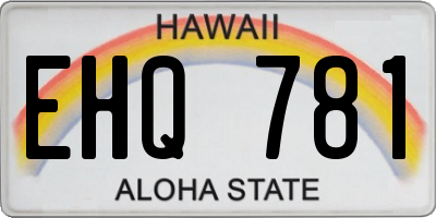 HI license plate EHQ781