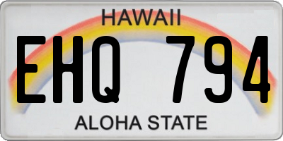 HI license plate EHQ794
