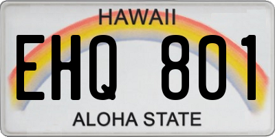 HI license plate EHQ801
