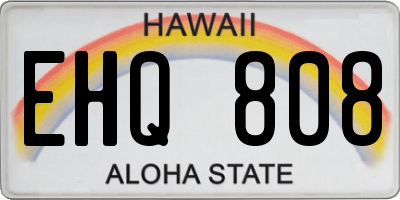 HI license plate EHQ808