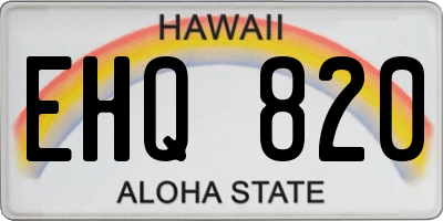 HI license plate EHQ820