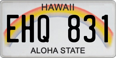 HI license plate EHQ831