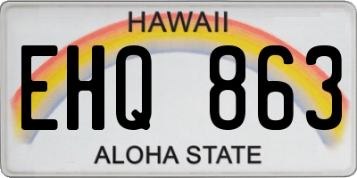 HI license plate EHQ863