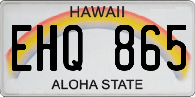 HI license plate EHQ865