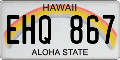 HI license plate EHQ867