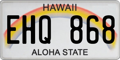 HI license plate EHQ868