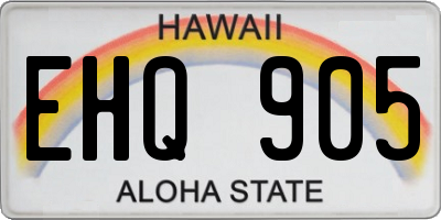 HI license plate EHQ905