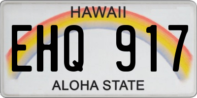 HI license plate EHQ917