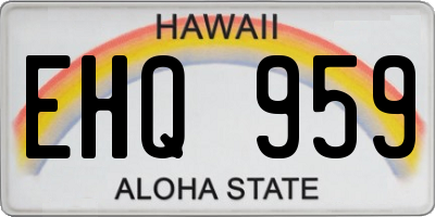 HI license plate EHQ959