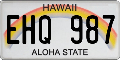 HI license plate EHQ987
