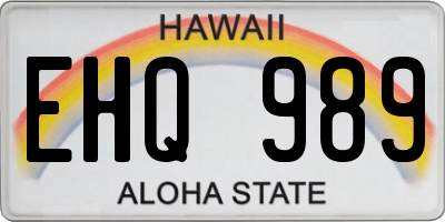 HI license plate EHQ989