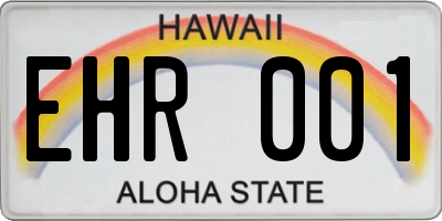 HI license plate EHR001