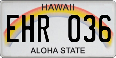 HI license plate EHR036