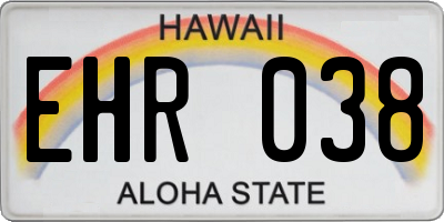 HI license plate EHR038