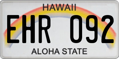 HI license plate EHR092