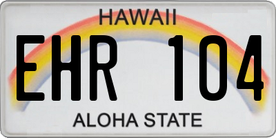 HI license plate EHR104
