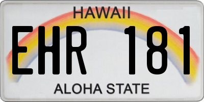 HI license plate EHR181