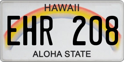 HI license plate EHR208