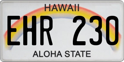 HI license plate EHR230