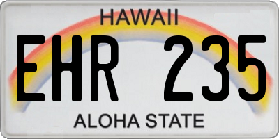 HI license plate EHR235