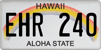HI license plate EHR240