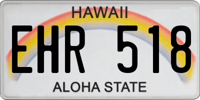 HI license plate EHR518