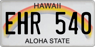 HI license plate EHR540