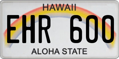 HI license plate EHR600