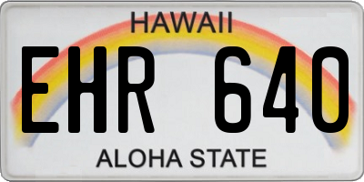 HI license plate EHR640